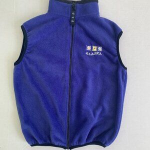 Alaska girls blue purple fleece vest jacket zipper sz XL ~ 12 14 USA made
